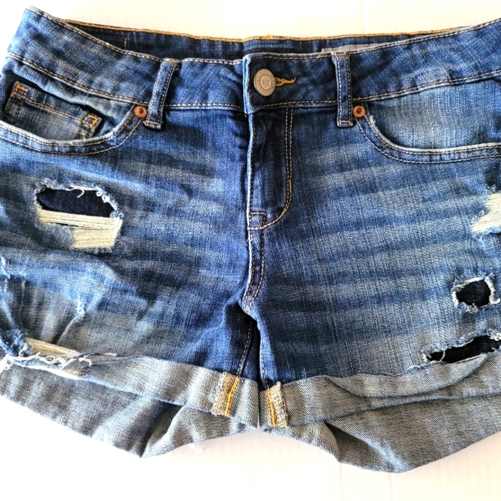 Aeropostale Midi Jean Shorts Distressed
